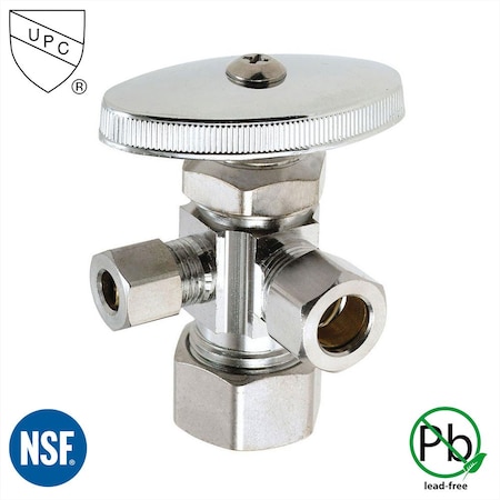 Thrifco Plumbing 5/8 Inch Comp x 3/8 Inch Comp x 1/4 Inch Comp Multi Turn Brass Angle Stop 4405596